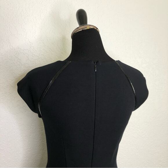 Cache black geometric trim striped sheath dress size 4 - Picture 15 of 16